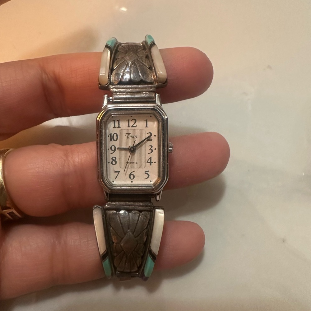 Silver turquoise watch band